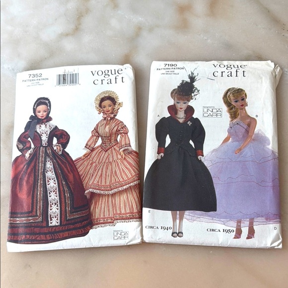 Vogue Other - VOGUE CRAFT PATTERNS 7352 7190 FASHION DOLL CLOTHES CIRCA 1940 1950 Linda Carr